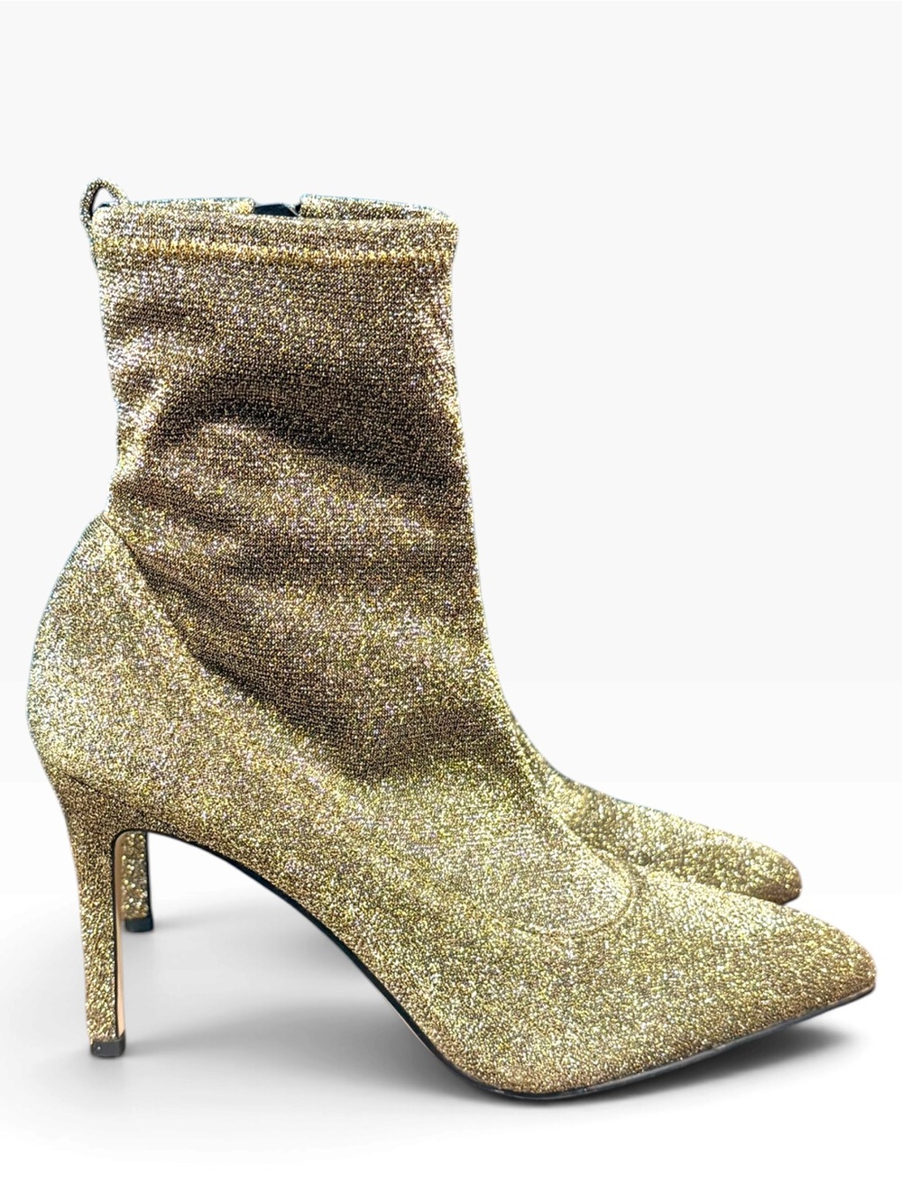 Sam Edelman Olson Gold Glitter Pointed Toe Sock Booties 8.5